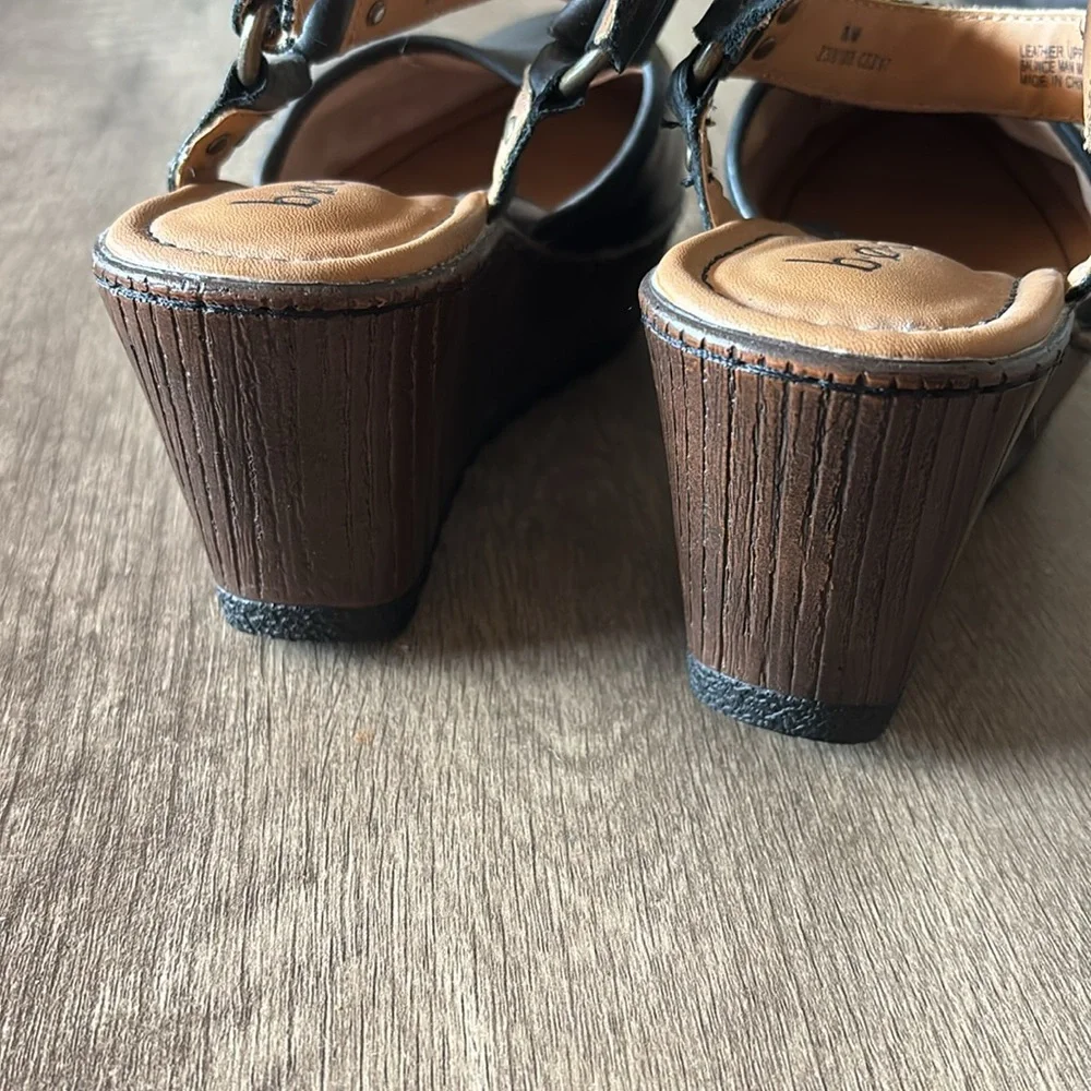 BOC Black Leather Wedge Clogs - Picture 8 of 9